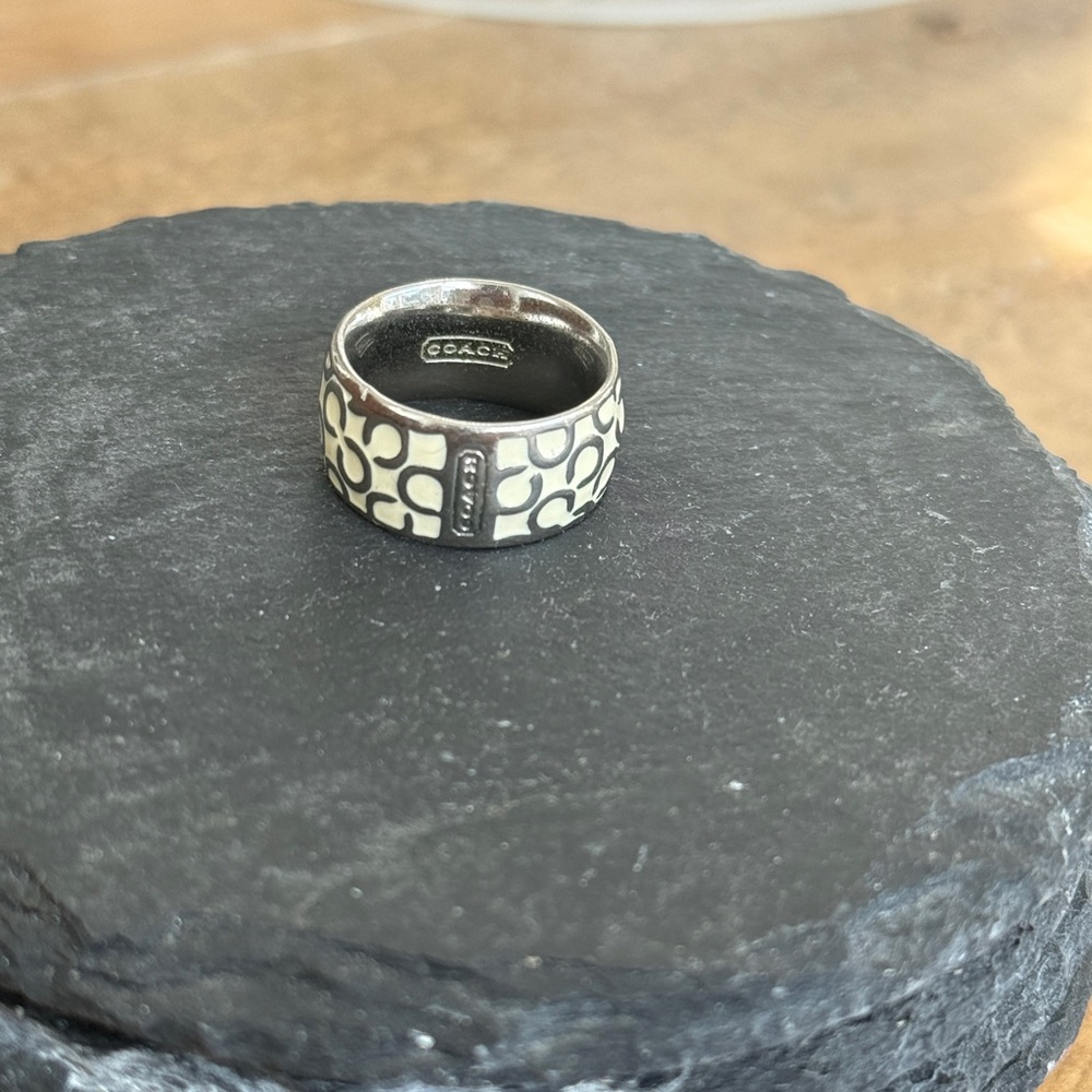 Vintage Coach Silver and White Ring